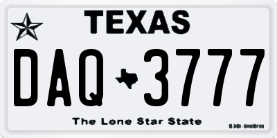 TX license plate DAQ3777