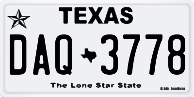 TX license plate DAQ3778