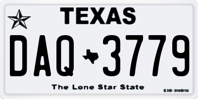 TX license plate DAQ3779