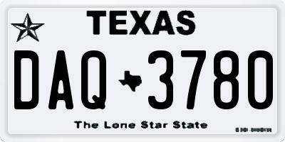 TX license plate DAQ3780
