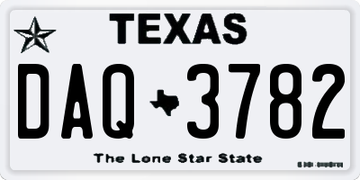 TX license plate DAQ3782