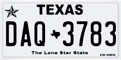 TX license plate DAQ3783