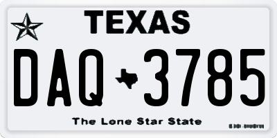 TX license plate DAQ3785