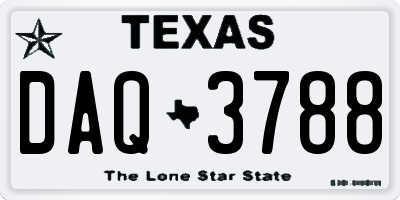 TX license plate DAQ3788