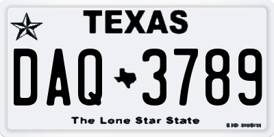 TX license plate DAQ3789