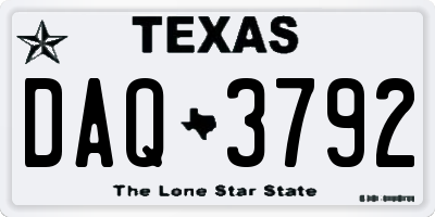 TX license plate DAQ3792