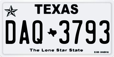 TX license plate DAQ3793