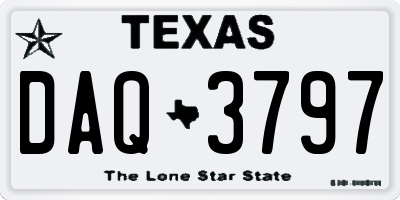 TX license plate DAQ3797