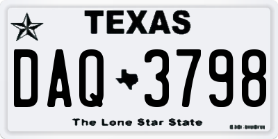TX license plate DAQ3798