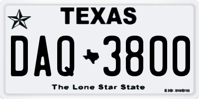 TX license plate DAQ3800