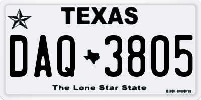 TX license plate DAQ3805