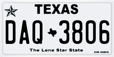 TX license plate DAQ3806