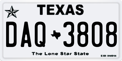 TX license plate DAQ3808