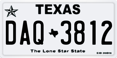 TX license plate DAQ3812
