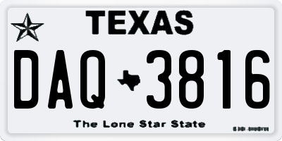 TX license plate DAQ3816