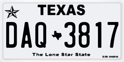 TX license plate DAQ3817