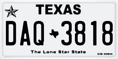 TX license plate DAQ3818