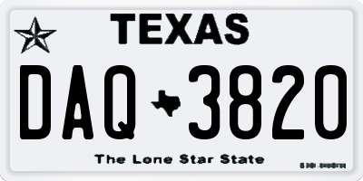 TX license plate DAQ3820