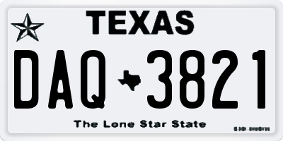 TX license plate DAQ3821