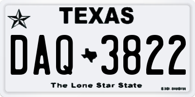 TX license plate DAQ3822