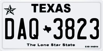 TX license plate DAQ3823