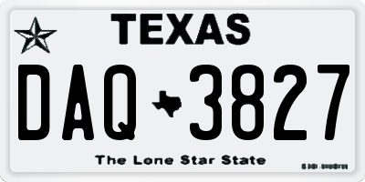 TX license plate DAQ3827