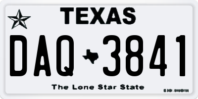 TX license plate DAQ3841
