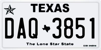 TX license plate DAQ3851