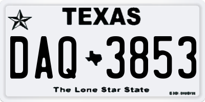 TX license plate DAQ3853