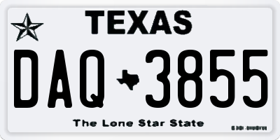 TX license plate DAQ3855