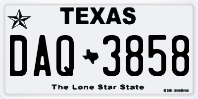 TX license plate DAQ3858