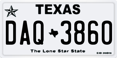 TX license plate DAQ3860
