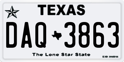 TX license plate DAQ3863