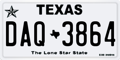 TX license plate DAQ3864
