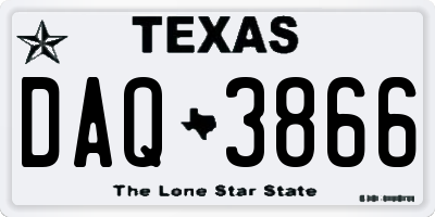 TX license plate DAQ3866