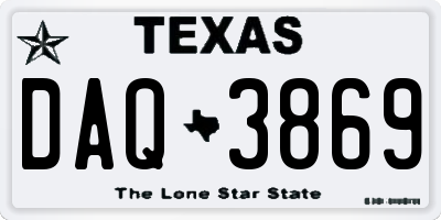 TX license plate DAQ3869