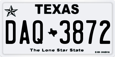 TX license plate DAQ3872