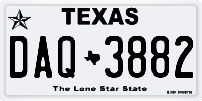 TX license plate DAQ3882