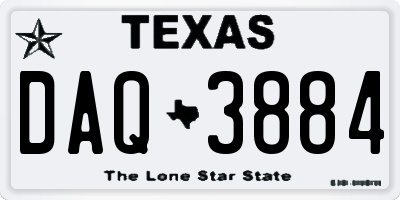 TX license plate DAQ3884