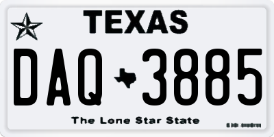 TX license plate DAQ3885