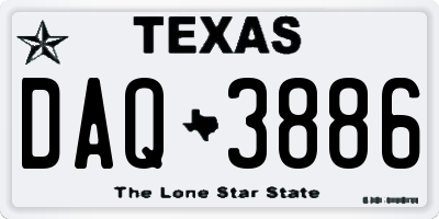 TX license plate DAQ3886