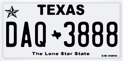 TX license plate DAQ3888