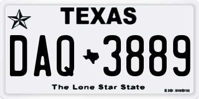 TX license plate DAQ3889