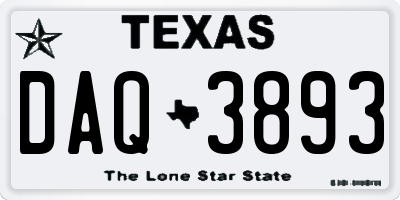TX license plate DAQ3893