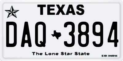 TX license plate DAQ3894
