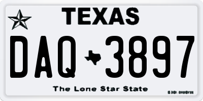TX license plate DAQ3897
