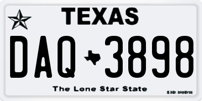 TX license plate DAQ3898