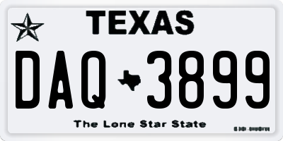 TX license plate DAQ3899