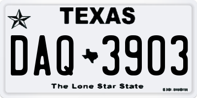 TX license plate DAQ3903