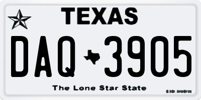 TX license plate DAQ3905